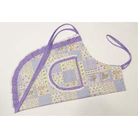 Lila mintás csipkés zsebes fodros kötény 