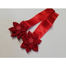 Textilvirágos mágneses elkötő piros 