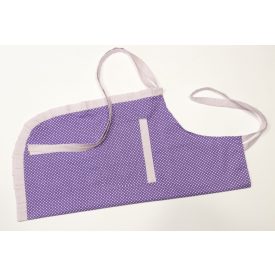 Lila pöttyös zsebes fodros kötény 