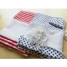 Öko bevásárló zsák csomag piros csikos 5 db-os