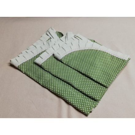 Zöld pöttyös fodros kötény csomag